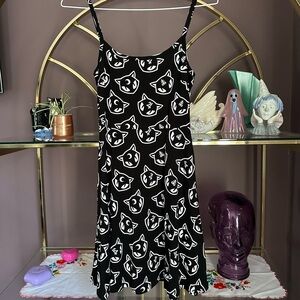 Killstar Black and White Cat Pattern Mini Dress